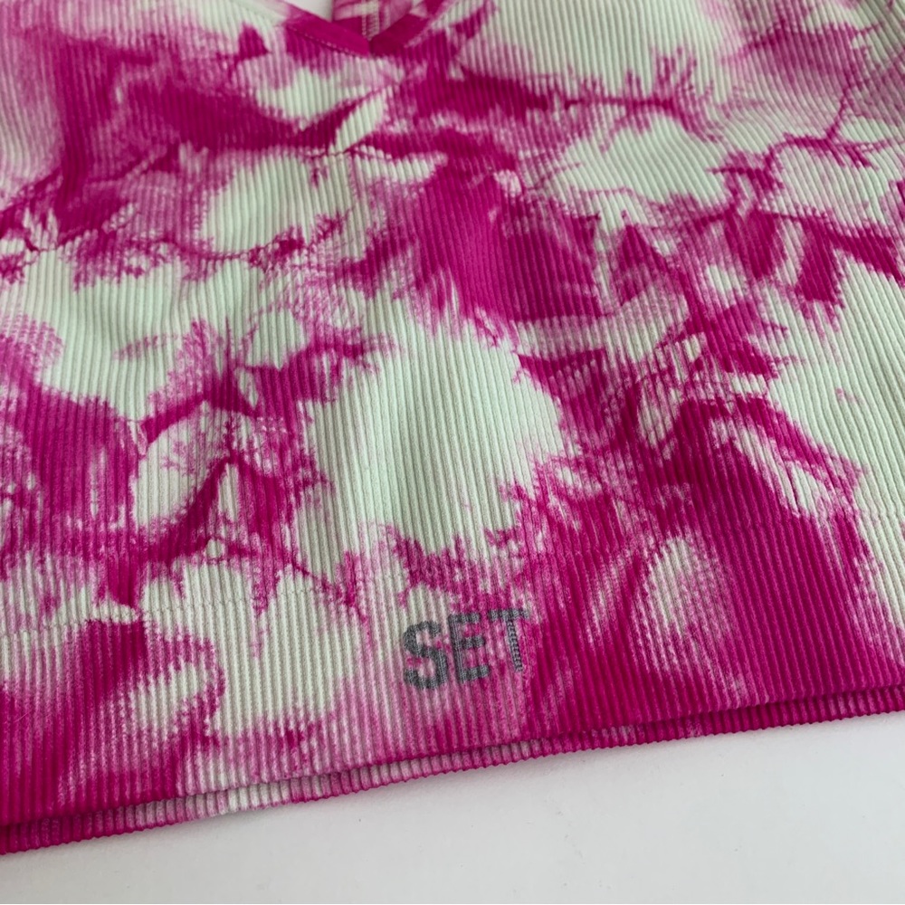 Set Active Hot Pink Tie Dye Ribbed V Bra - Picture 3 of 4